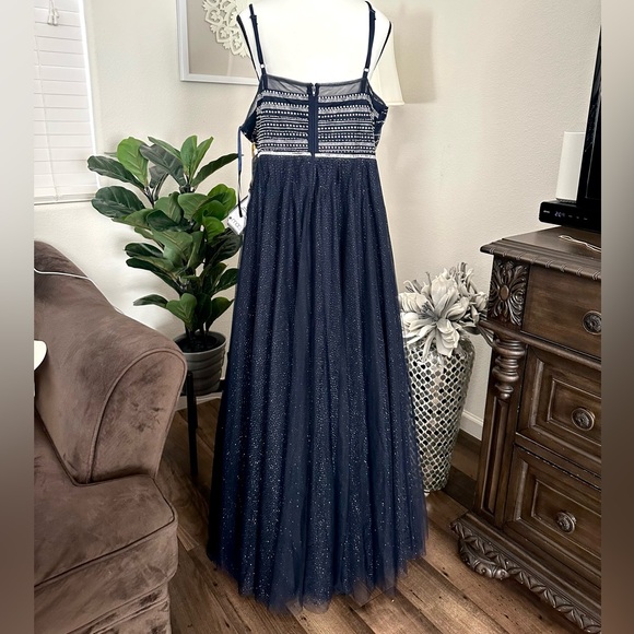 NWT TLC Say Yes To The Prom Navy Formal Dress Spaghetti Strap Rhinestone 20W - Picture 2 of 10